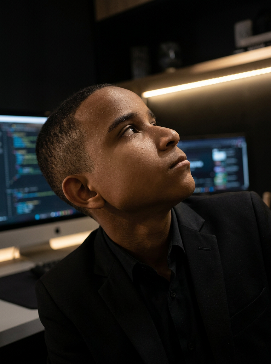 Portrait of Khalix in his design studio